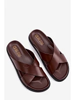 Pánske kožené papuče Big Star TT174218 Dark brown