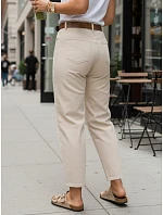 Dámske džínsy s opaskom béžovej farby FashionStreet UY3055