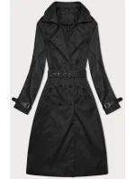 Dámsky dlhý čierny kabát s opaskom (1803#-1) Dámsky dlhý čierny kabát s opaskom (1803#-1)