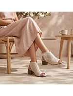 Remonte beige Remonte dámske kožené sandále Rieker R8777-60 Remonte beige Remonte dámske kožené sandále Rieker R8777-60