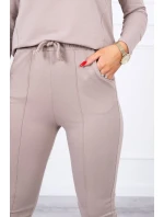 Súprava s gombíkovým výstrihom tmavo béžová