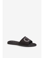 Damskie Płaskie Klapki Z Cekinami S.Barski KV27-052 Czarne