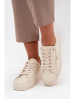 Damskie Sneakersy Z Eko Skóry Big Star SS274027 Beżowo-Złote