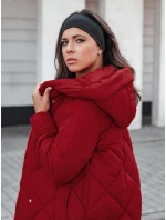 Dámska prešívaná zimná bunda s kapucňou FEMACOAT bordová FashionStreet TY5479