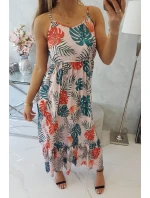 Šaty s motívom listov púdrovo ružovej