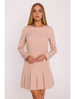 M872 Šaty s obrátenými záhybmi - béžové M872 Šaty s obrátenými záhybmi - béžové