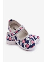 Dziecięce Baleriny W Kwiatuszki Granatowo-Szare Noah