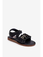 Detské sandále so srdiečkom na suchý zips Black Havana
