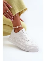 Sneakersy Damskie Na Platformie Z Eko Skóry Białe Lynnette