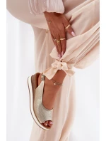 Skórzane Sandały Na Koturnie Artiker 56C2312 Złote