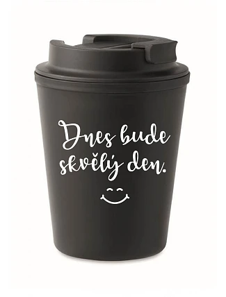 TODAY WILL BE A GREAT DAY - čierny termohrnček 300 ml