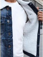 Pánska zateplená džínsová bunda s ovčou kožušinou modrá FashionStreet TX4727z