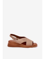 Sandały Damskie Na Koturnie Z Eko Skóry Beżowe Quilara