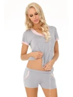 Pyžamo Harnette šedé a lososové - LivCo Corsetti