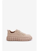 Ocieplane Sneakersy Damskie Big Star MM274618 Beżowe