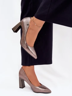 Czółenka Damskie Na Słupku Vinceza 62252 Grafitowe