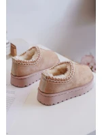 Śniegowce Botki Dziecięce Na Platformie Ocieplane Futerkiem Beżowe Vilabria