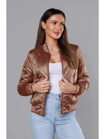 Dámska bunda typu "bomber" v karamelovej farbe (B8123-14)