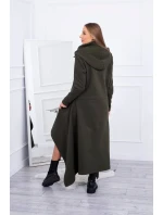 Zateplené šaty s dlhšími bokmi khaki