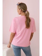 Bavlnená blúzka s kvetinovou potlačou ružovej farby Bavlnená blúzka s kvetinovou potlačou ružovej farby