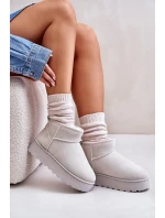 Śniegowce Damskie Na Platformie Ocieplane Futerkiem Jasnoszare Xamella