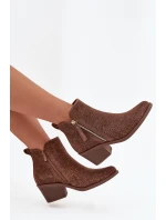 Botki Kowbojki Damskie Na Obcasie S.Barski HY52-538 Brązowe