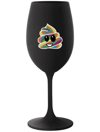 DUHOVÉ VESELÉ EE - čierny pohár na víno 350 ml