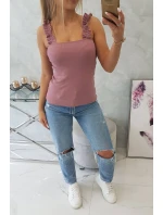 Tmavo ružová nariasená blúzka bez ramienok