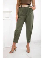 Letné nohavice Punto so zapínaním na gombíky khaki
