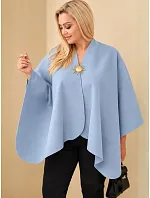 Dámské pončo Plus Size s broží džíny