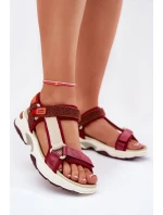 Sandały Damskie Na Rzepy D.Franklin DFSH406003 Bordowe