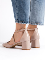 Módne dámske sandále hnedej farby na širokom podpätku