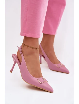 Sandály Podpatky Dámské S Ozdobným Detalem Růžové Lurella