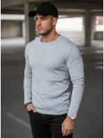 Pánske sivé tričko FashionStreet s dlhým rukávom LX0578