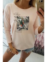 Blúzka s potlačou Star Style v púdrovo ružovej farbe Blúzka s potlačou Star Style v púdrovo ružovej farbe