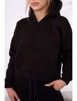 Zateplená súprava s mikinou viazanou v spodnej časti čiernej farby Zateplená súprava s mikinou viazanou v spodnej časti čiernej farby