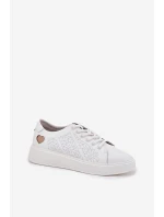 Skórzane Sneakersy Damskie Na Platformie Vinceza 88018 Białe