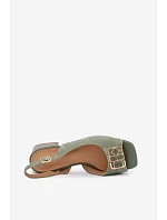 Elegantní sandály z přírodního semiše na podpatku D&A CE61-3127 Zelené