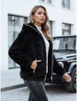 Dámska kožušinová bunda s kapucňou čierna FashionStreet TY5271