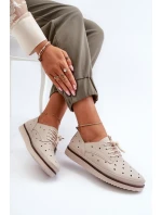 Skórzane Półbuty Damskie Beżowe S.Barski LR182