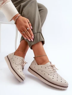 Skórzane Półbuty Damskie Beżowe S.Barski LR182