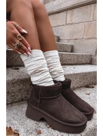 Śniegowce Damskie Z Naturalnego Zamszu Ocieplane Futerkiem Czekoladowe Milora