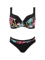 Dámske dvojdielne plavky Barcelona 1 S896BE1 Black with Leaves - Self Dámske dvojdielne plavky Barcelona 1 S896BE1 Black with Leaves - Self