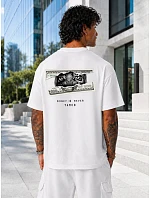 Pánske tričko oversize Money Is Never Tamed biele FashionStreet NX4013R Pánske tričko oversize Money Is Never Tamed biele FashionStreet NX4013R