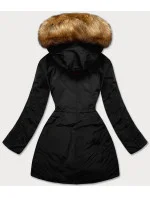Dámska obojstranná zimná bunda black-caramel (m-210a5)