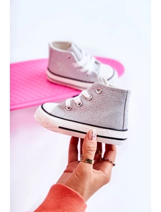 Dziecięce Trampki Wysokie Srebrne Catrina