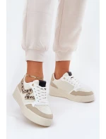 Buty Sportowe Damskie Na Platformie Panterka Beżowe Lorori