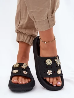 Klapki Damskie Piankowe Z Przypinkami Vinceza 76055 Czarne