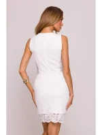 M864 Mini šaty s čipkovanými panelmi - ecru