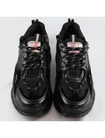 Čierne šnurovacie topánky so zvýšenou podrážkou (7002)